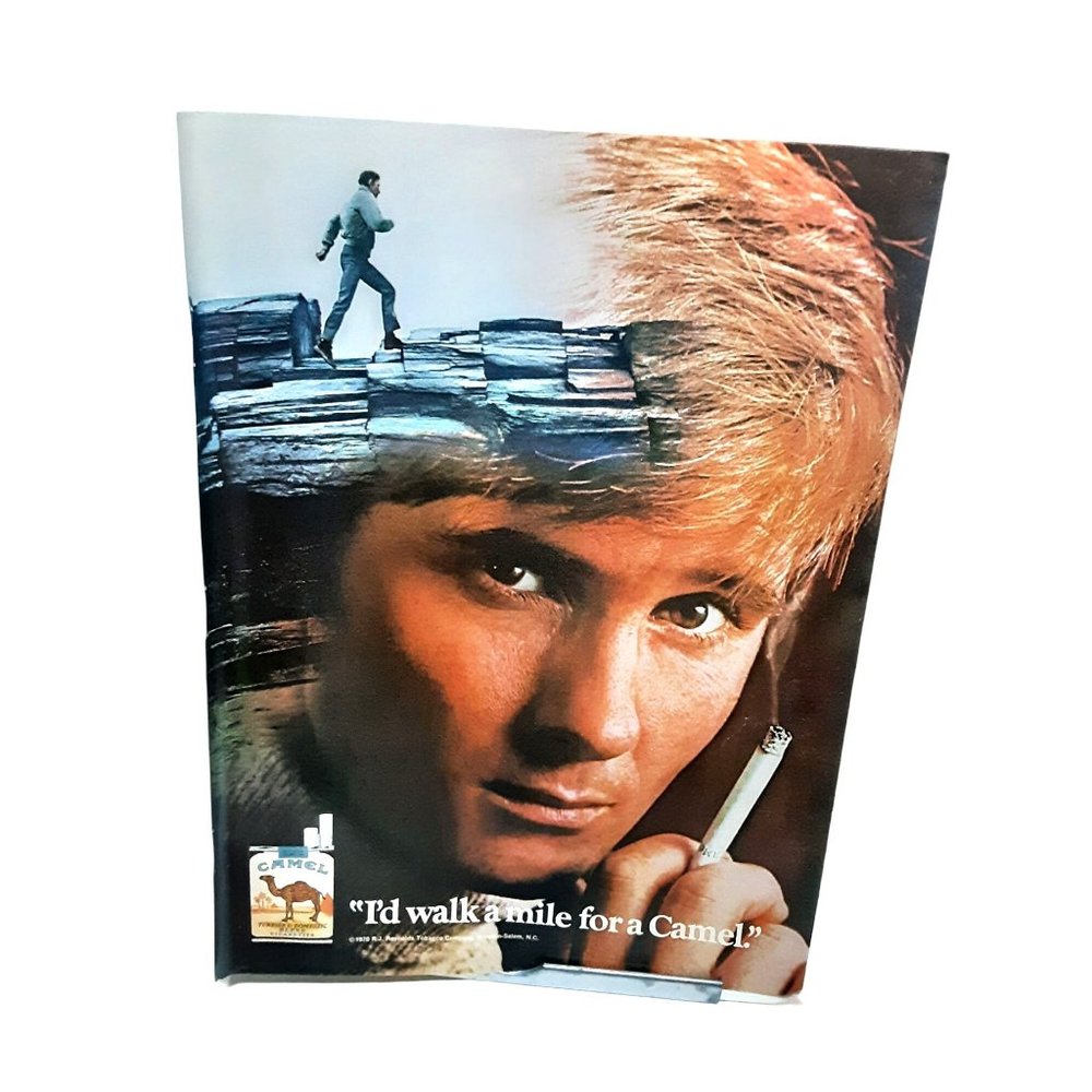 1970 Camel Cigarettes Man Id Walk A Mile Vintage Print Ad 70s Original